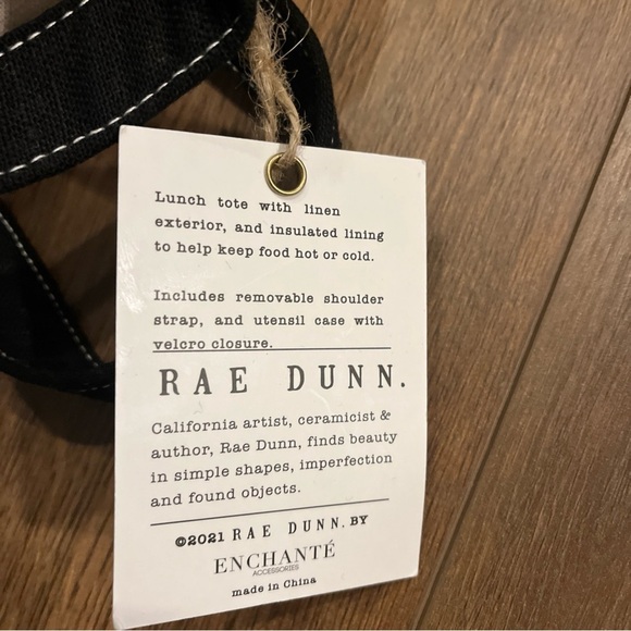 Raw Dunn Tan Linen Insulated Lunch Tote w/Shoulder Strap, Utensil Case 9x8x5 NWT - Picture 4 of 12